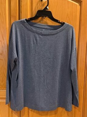 J Jill Luxe Supima Forward Seam Tee Long Sleeve Gray XL P